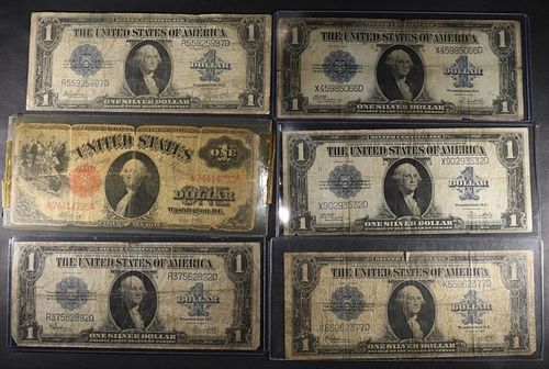 (1) 1917 $1 LEGAL TENDER & (5) 1923 $1 SIVER CERTS