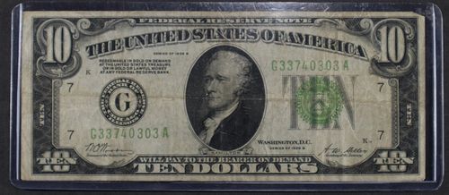 (1) 1928 US $10 FEDERAL RESERVE NOTE VF