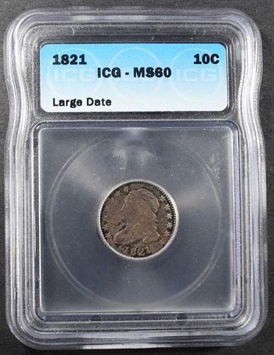 1821 CAPPED BUST DIME ICG MS60