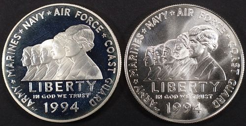 1994-W, P WOMEN IN SERVICE $1 SILVER COMM COINS