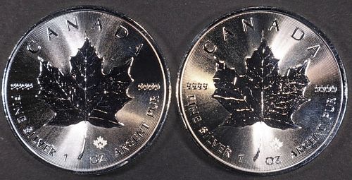 (2) 1 OZ .999 SILVER CANADIAN MAPLE LEAF ROUNDS
