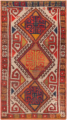 Central Anatolia Yastik Rug 4 ft 2 in x 2 ft 4 in (1.27 m x 0.71 m)