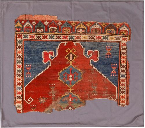 Central Anatolia Karapinar Rug (mounted) 3 ft 11 in x 3 ft 4 in (1.19 m x 1.01 m)
