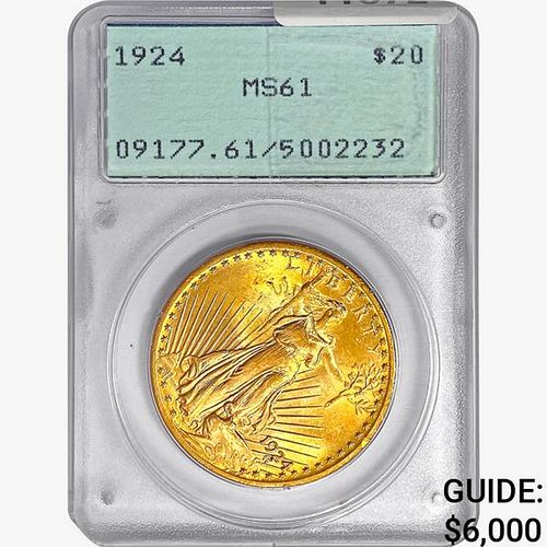 1924 $20 Gold Double Eagle PCGS MS61