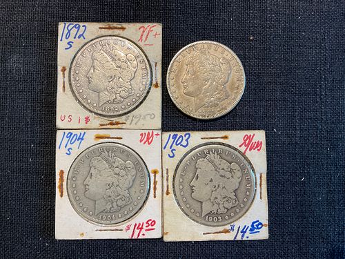 Group of 4 Morgan Silver Dollars San Francisco Mint
