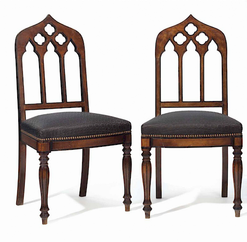 A Pair of 19th Century Gothic Hall Chairs