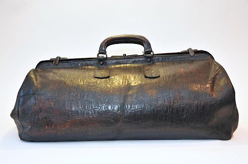 19th Century Crocodile Leather Monte Carlo Travel Bag