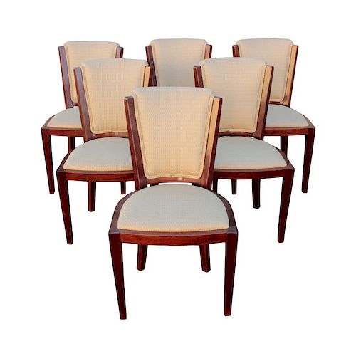 French Art Deco Period Set Of Six Dining Chairs