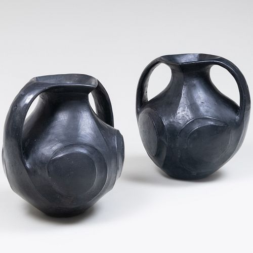 Pair of Chinese Burnished Pottery Vases