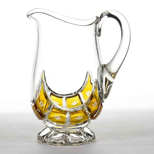 DUNCAN NO. 326 / SWAG BLOCK - AMBER-STAINED WATER PITCHER