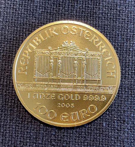 2005 100 Euro Austria Philharmonic 0.999 Gold Coin