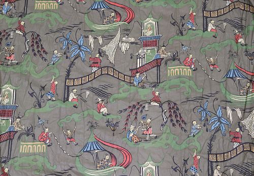 (4) BRUNSCHWIG ET FILS CHINOISERIE PRINTED DRAPES