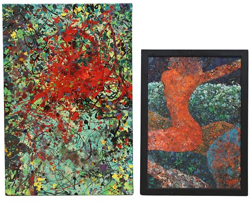 (2) HOWIE DOYLE (20TH C.) ABSTRACT PAINTINGS