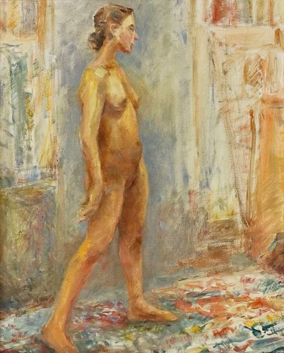 SIGNED OIL ON CANVAS PAINTING FEMALE FIGURE STUDY