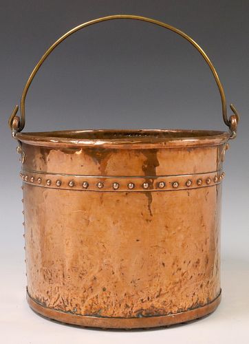 ENGLISH RIVETED COPPER KINDLING BUCKET, 19TH C.