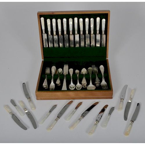 American Sterling Engraved Flatware & English Mother of Pearl-Handled Knives