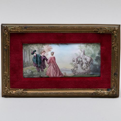 Set of Six Vienna Enamel Plaques of Courting Couples