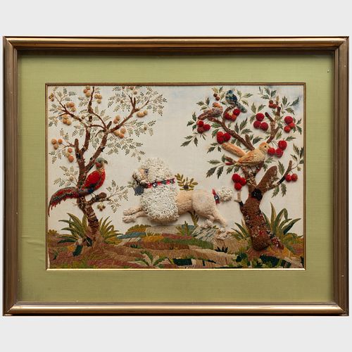 French Needlework Picture of a Poodle 