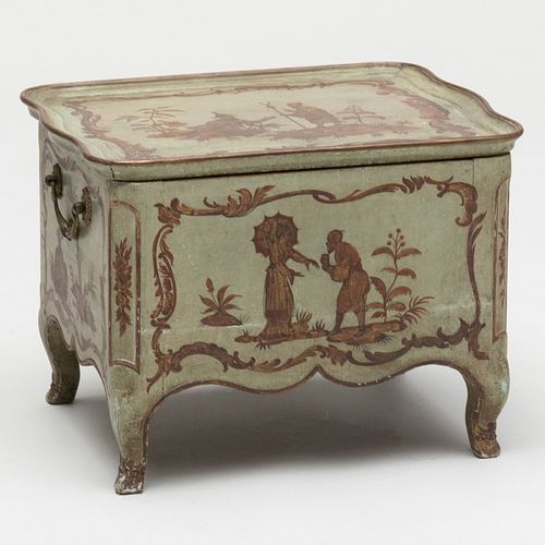 Italian Painted and Parcel-Gilt Chinoiserie Decorated Cellarette