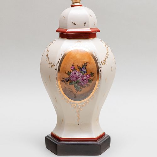 Limoges Porcelain Vase and Cover Mounted as a Lamp