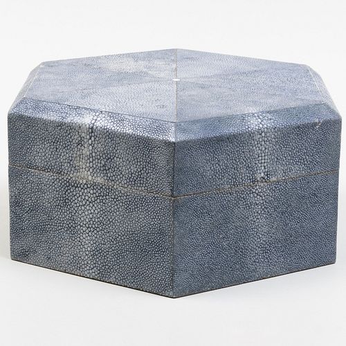 Modern Hexagonal Shagreen Box with Hinged Cover