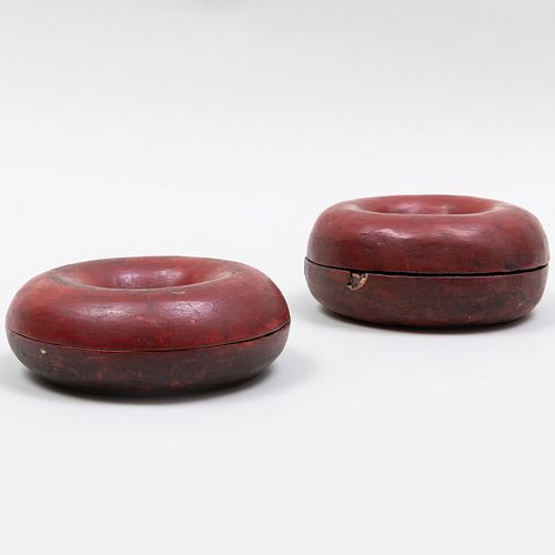 Two Chinese Lacquer Court Necklace Boxes