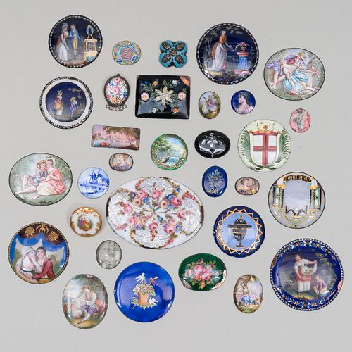 Collection of Enamel Snuff and Patchbox Covers 