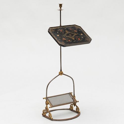 Continental Gilt-Metal and Painted Adjustable Writing Tray