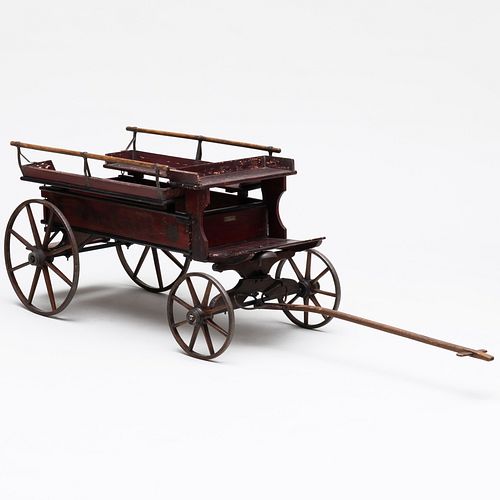 French Child's Painted Wood and Iron Fire Patrol Wagon, Paris Manufacturing Co. 