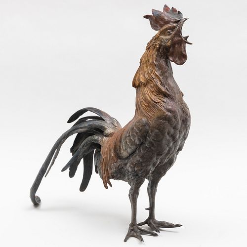 Continental Cold Painted Bronze Figure of a Cockerel 