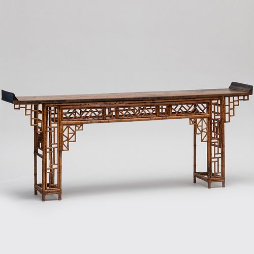 Chinese Bamboo and Hardwood Altar Table
