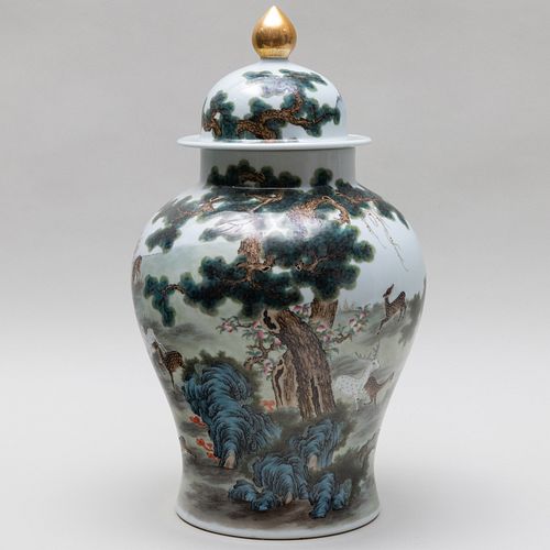 Large Chinese Porcelain Baluster Jar and Cover  