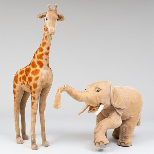 Large Steiff Elephant and Giraffe