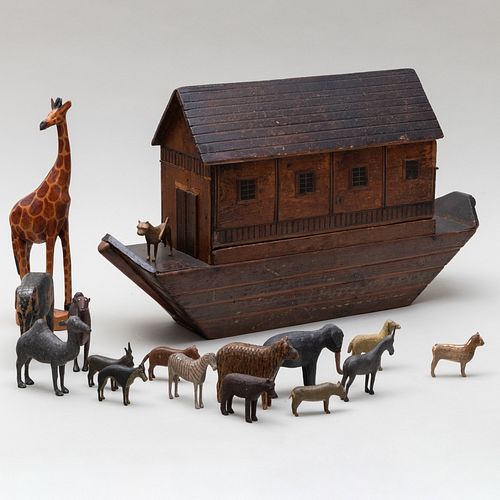 Folk Art Wood Model of Noah's Ark