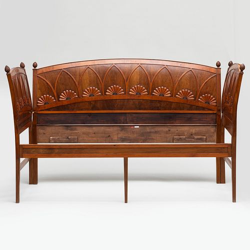 Italian Carved Walnut and Fruitwood Day Bed, designed by Agostino Fantastici, Sienna