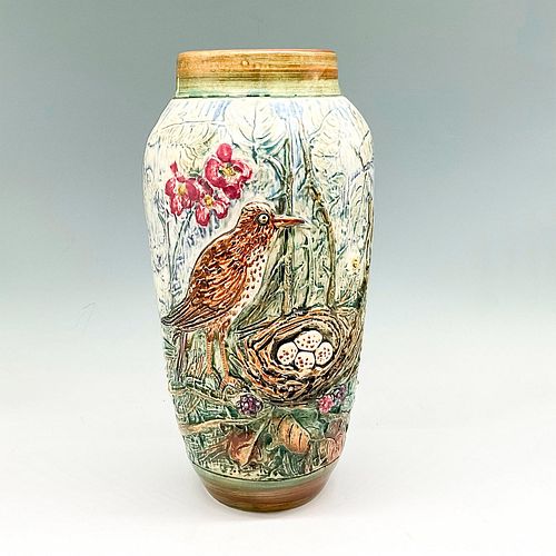 Weller Pottery Vase, Signed, Glendale Bird and Nest