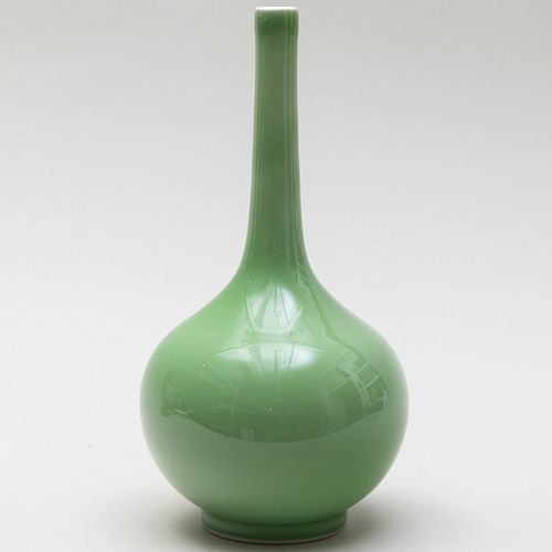 Chinese Green Glazed Porcelain Bottle Vase