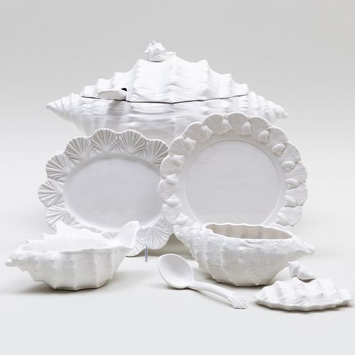 Italian White Glazed Porcelain Part Service