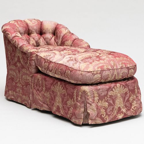 Damask Tufted Upholstered Chaise Lounge