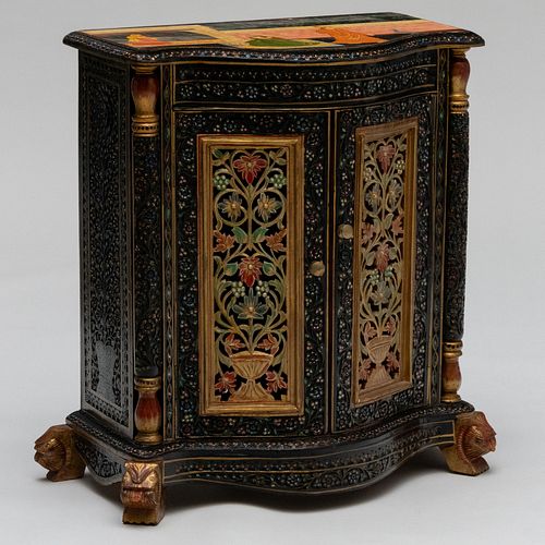 Indian Painted and Carved  Side Cabinet