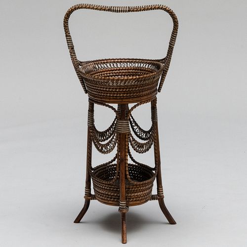 Wicker Painted Rattan Basket/Plant Stand