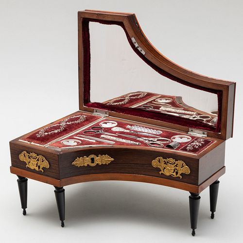 Louis-Philippe Ormolu-Mounted Rosewood and Ebonized Piano-Shape Necessaire