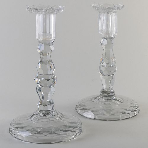 Pair of George III Cut Glass Candlesticks