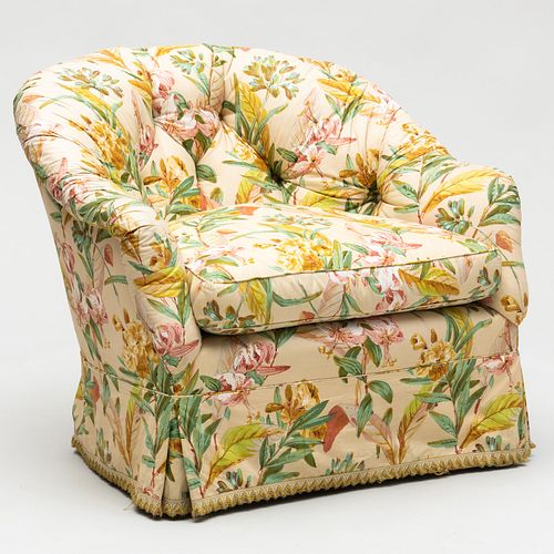 Floral Chintz Tufted Upholstered Club Chair