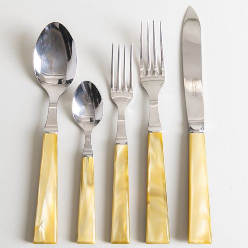 Delarboulas Stainless Steel and Amber Acrylic Flatware Service