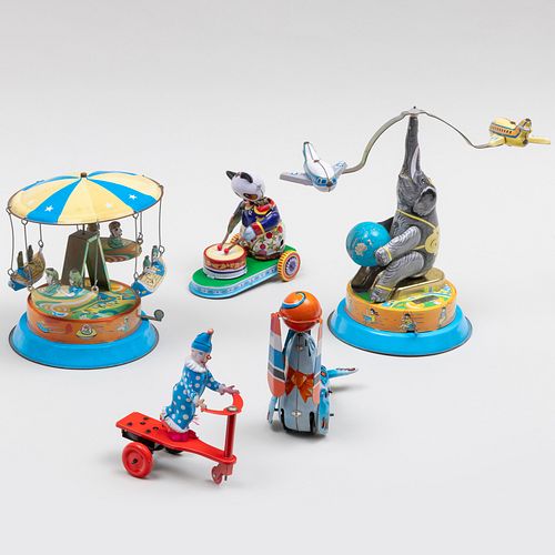 Group of Five Tin Reproduction Toys