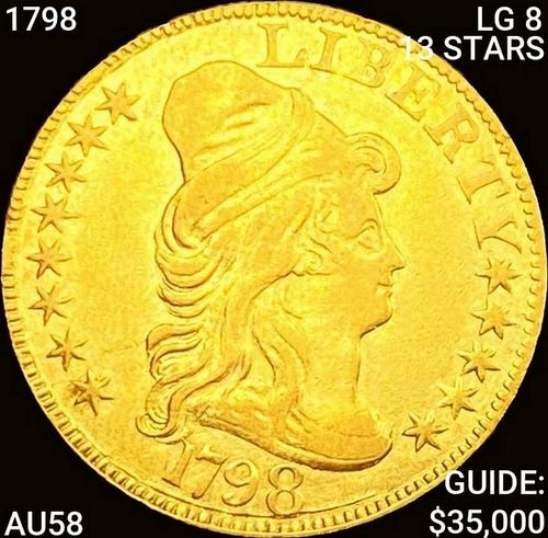 1798 LG 8 13 STARS $10 Gold Eagle CHOICE AU