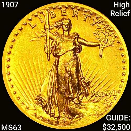 1907 High Relief $20 Gold Double Eagle UNCIRCULATE