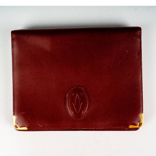 Authentic Must de Cartier Clutch Bag Burgundy Leather