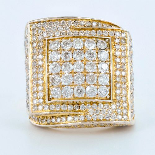 Bold 14K Gold and 6CTW 300-Diamond Ring